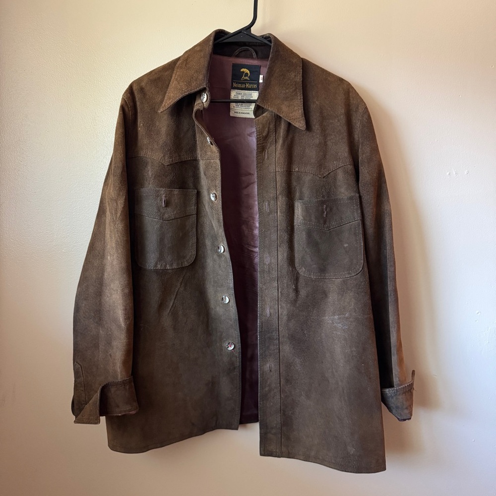 Vintage Neiman Marcus Brown Leather Shirt Jacket